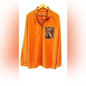 Legendary Whitetails Mens Quarter‎ Zip Pullover Orange Camo Pocket